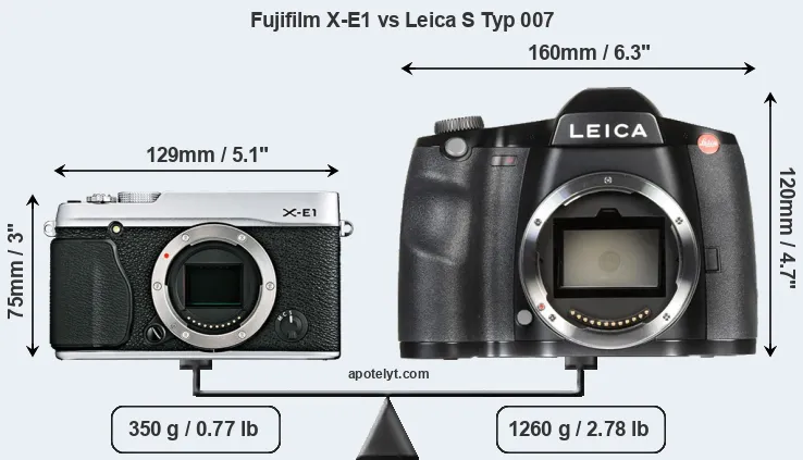 Size Fujifilm X-E1 vs Leica S Typ 007