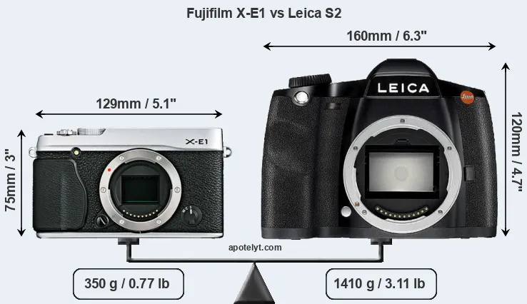 Size Fujifilm X-E1 vs Leica S2