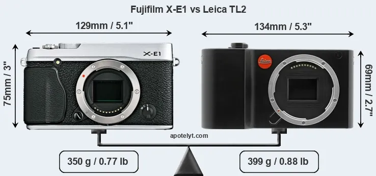 Size Fujifilm X-E1 vs Leica TL2