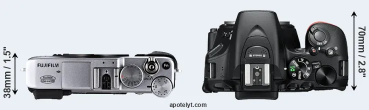 Compare X-E1 versus D5600 top