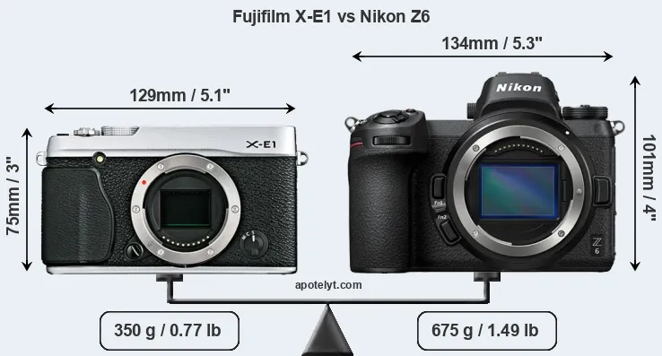 Size Fujifilm X-E1 vs Nikon Z6