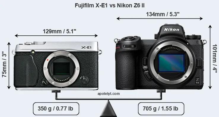 Size Fujifilm X-E1 vs Nikon Z6 II