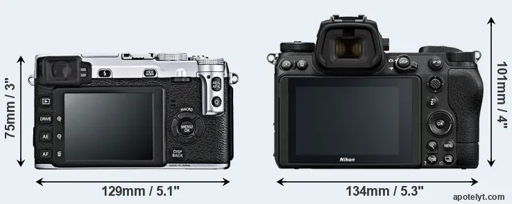 Comparison X-E1 or Z6 II rear
