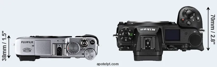 Compare X-E1 versus Z6 II top