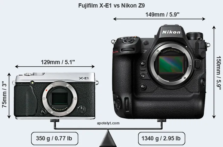 Size Fujifilm X-E1 vs Nikon Z9