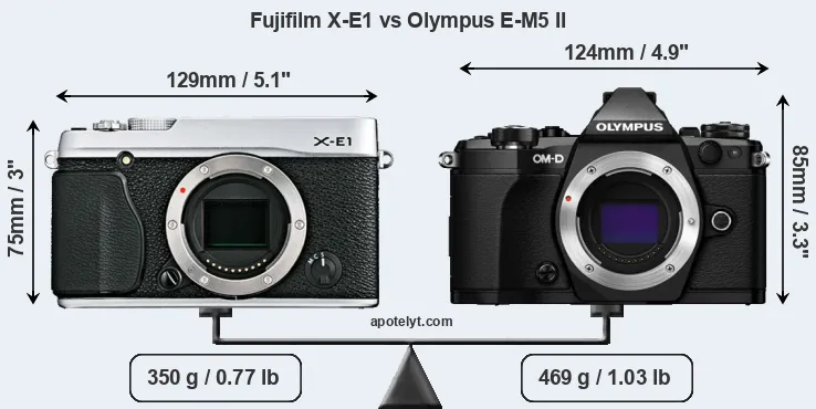 Size Fujifilm X-E1 vs Olympus E-M5 II