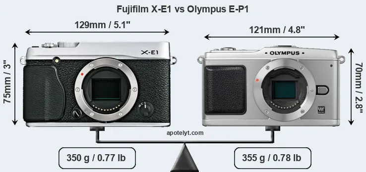 Size Fujifilm X-E1 vs Olympus E-P1