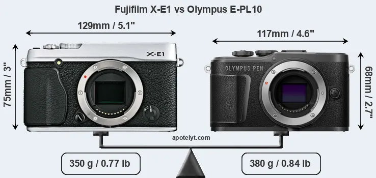 Size Fujifilm X-E1 vs Olympus E-PL10