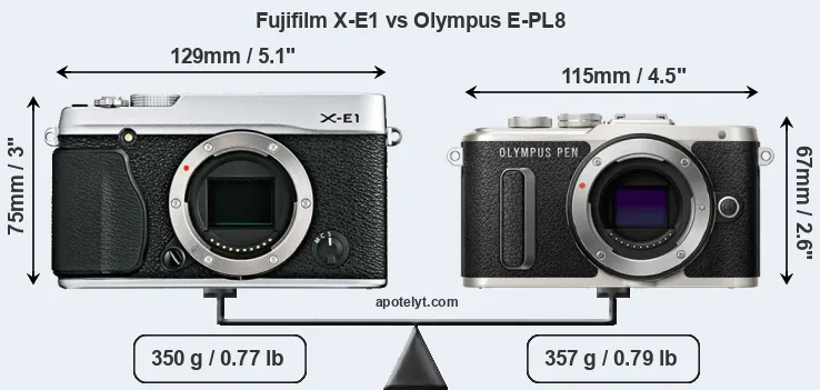 Size Fujifilm X-E1 vs Olympus E-PL8