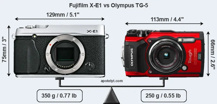 Size Fujifilm X-E1 vs Olympus TG-5