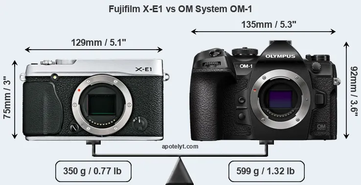 Size Fujifilm X-E1 vs OM System OM-1