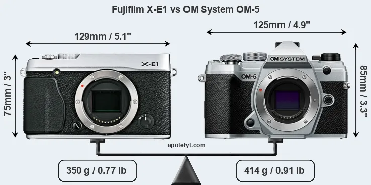 Size Fujifilm X-E1 vs OM System OM-5