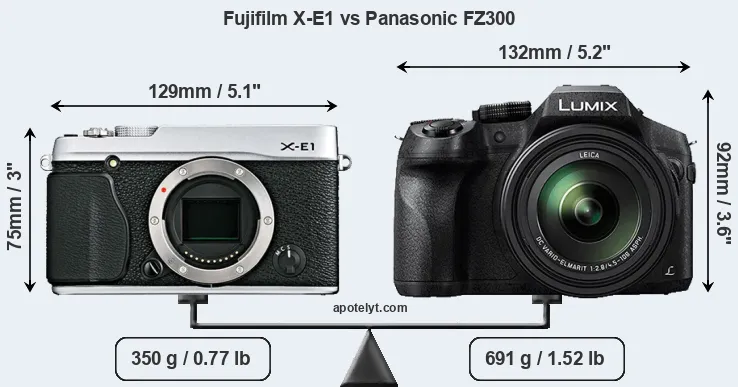Size Fujifilm X-E1 vs Panasonic FZ300
