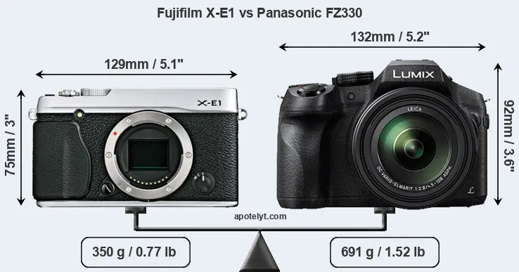 Size Fujifilm X-E1 vs Panasonic FZ330