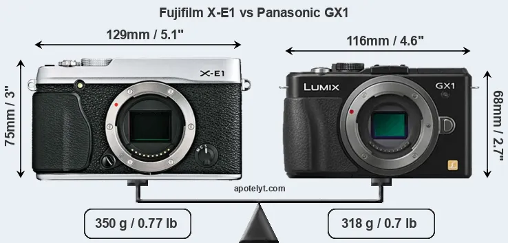 Size Fujifilm X-E1 vs Panasonic GX1