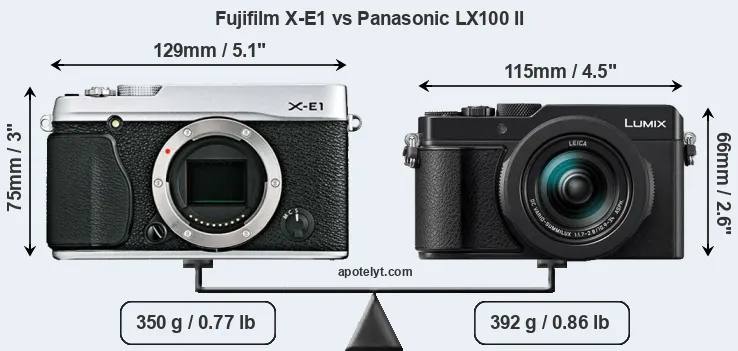 Size Fujifilm X-E1 vs Panasonic LX100 II