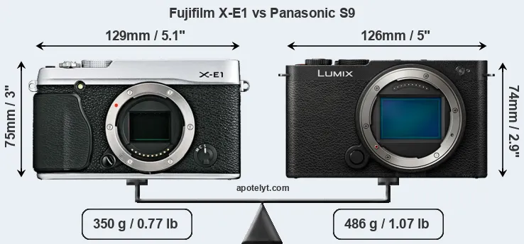 Size Fujifilm X-E1 vs Panasonic S9
