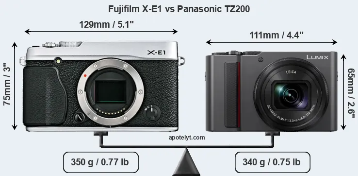 Size Fujifilm X-E1 vs Panasonic TZ200