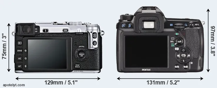 Comparison X-E1 or K-5 II rear