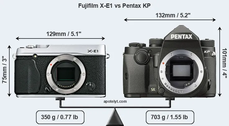 Size Fujifilm X-E1 vs Pentax KP