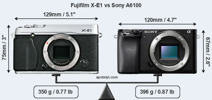 Size Fujifilm X-E1 vs Sony A6100