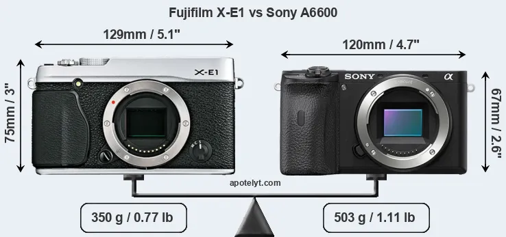 Size Fujifilm X-E1 vs Sony A6600