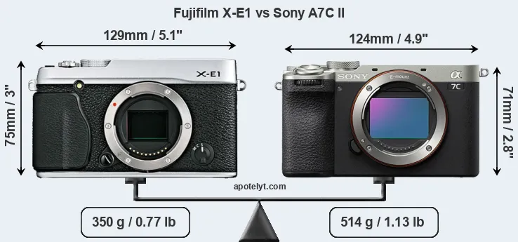 Size Fujifilm X-E1 vs Sony A7C II