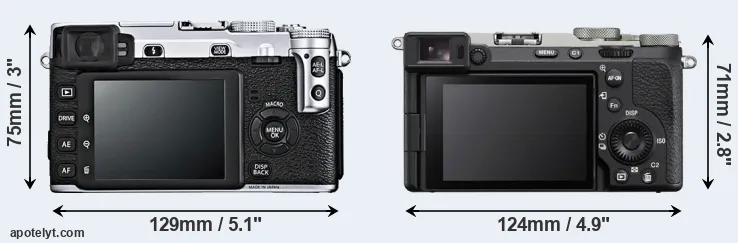Comparison X-E1 or A7C II rear