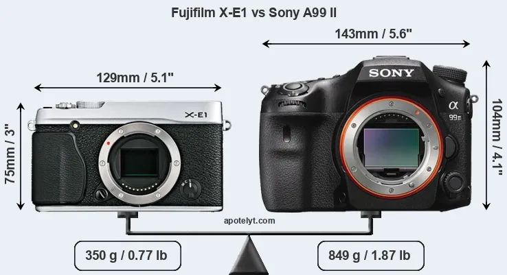 Size Fujifilm X-E1 vs Sony A99 II