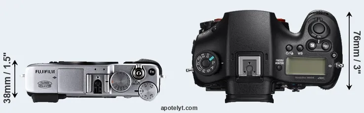 Compare X-E1 versus A99 II top