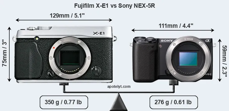 Size Fujifilm X-E1 vs Sony NEX-5R