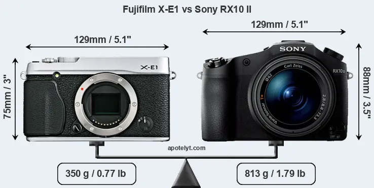 Size Fujifilm X-E1 vs Sony RX10 II