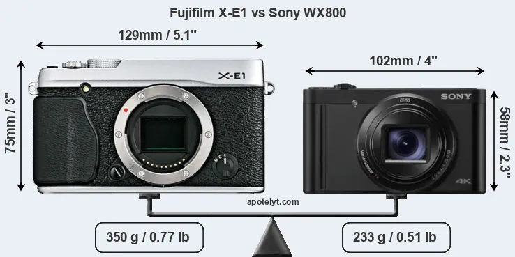 Size Fujifilm X-E1 vs Sony WX800