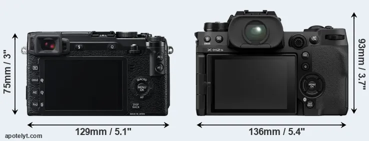 Comparison X-E2 or X-H2S rear