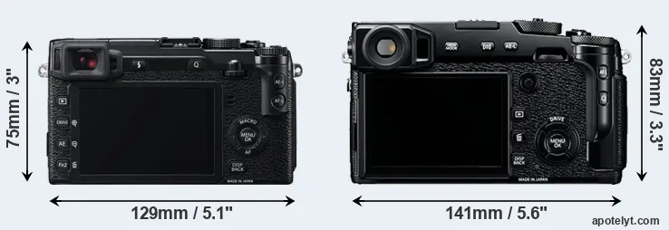 Comparison X-E2 or X-Pro2 rear
