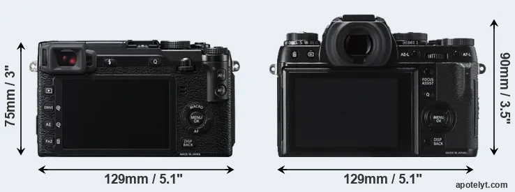 Comparison X-E2 or X-T1 rear