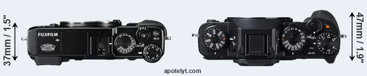 Compare X-E2 versus X-T1 top