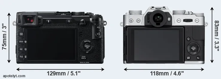 Comparison X-E2 or X-T10 rear