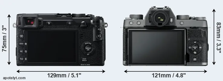 Comparison X-E2 or X-T100 rear