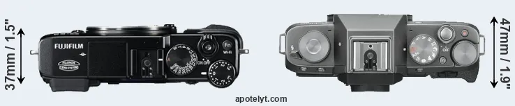 Compare X-E2 versus X-T100 top