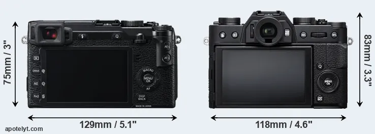 Comparison X-E2 or X-T20 rear