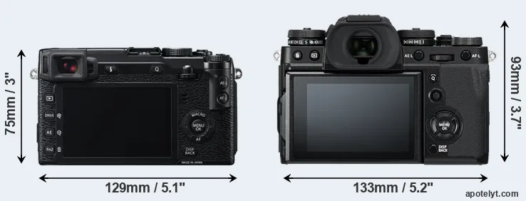 Comparison X-E2 or X-T3 rear