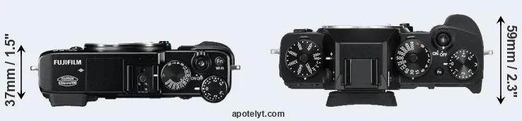 Compare X-E2 versus X-T3 top