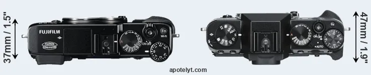 Compare X-E2 versus X-T30 top