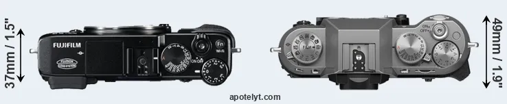 Compare X-E2 versus X-T50 top