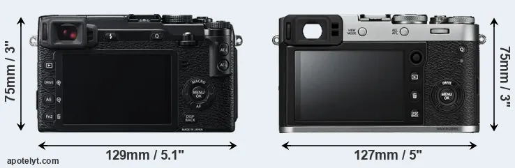 Comparison X-E2 or X100F rear