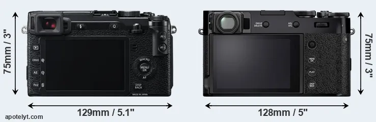 Comparison X-E2 or X100V rear