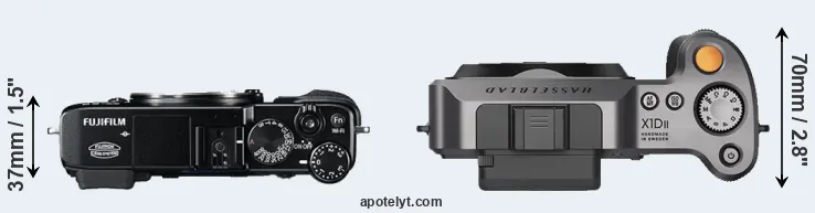 Compare X-E2 versus X1D II top