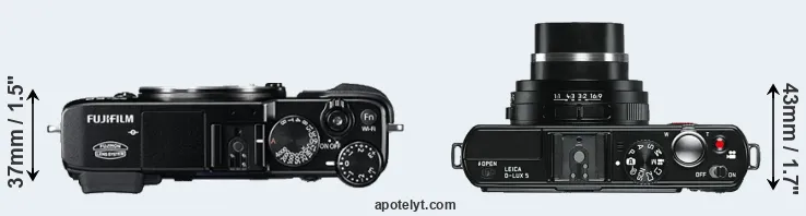 Compare X-E2 versus D-LUX 5 top