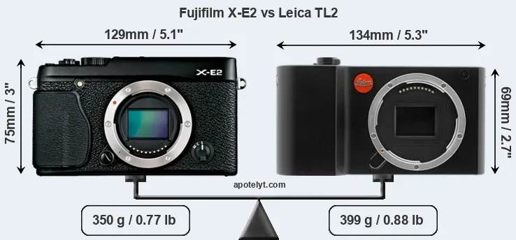 Size Fujifilm X-E2 vs Leica TL2